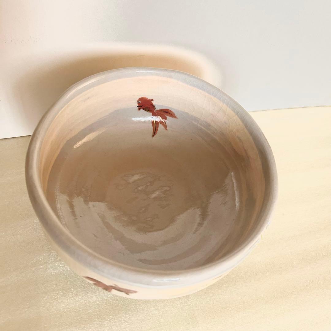 伊東桂楽　金魚絵茶碗