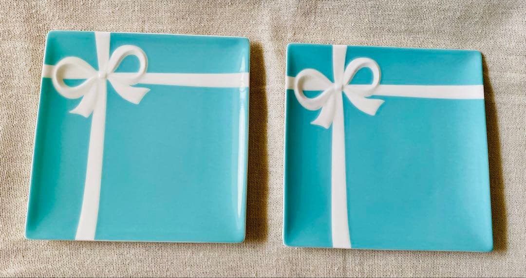 Tiffany & Co. ターコイズ リボンプレート 2枚セット(未使用品)