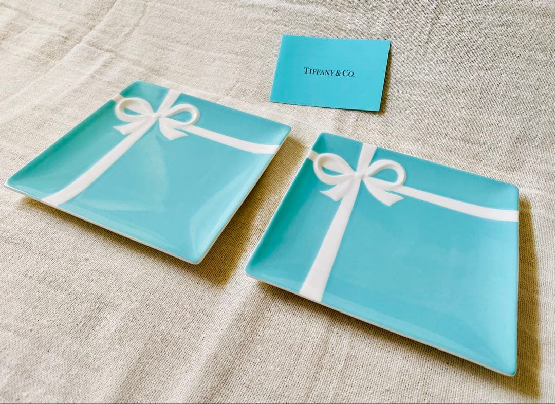 Tiffany & Co. ターコイズ リボンプレート 2枚セット(未使用品)