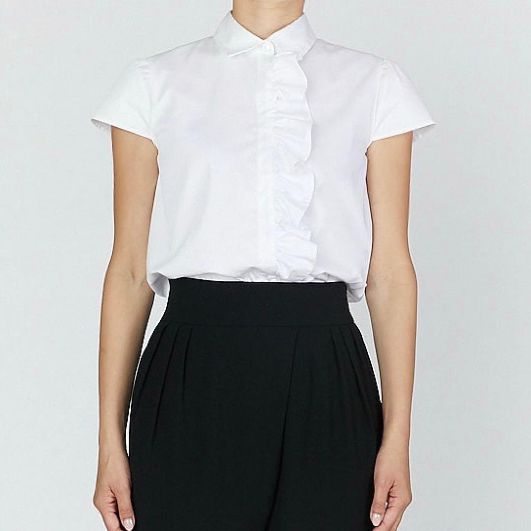 新品 定価6万円✨ヨーコチャン ハーフスリーブ フリルブラウス 白