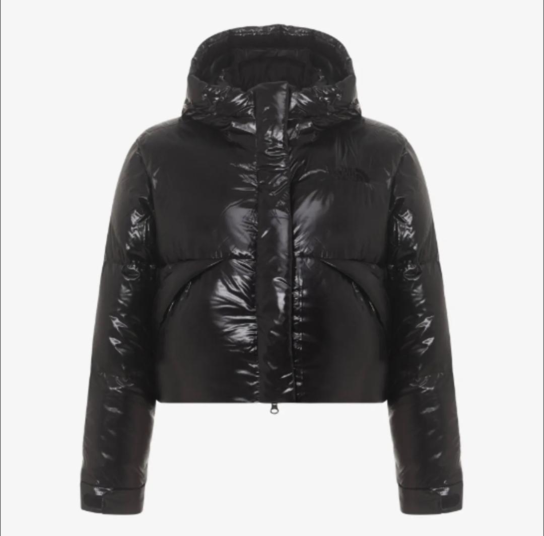 【韓国限定】ノースフェイス グロッシーショートダウン ジャケット 黒 M