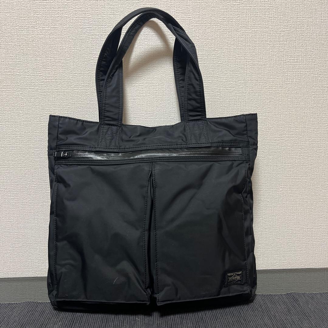 PORTER ナイロントートバッグ ブラック マチ拡張ファスナー付き ポーター