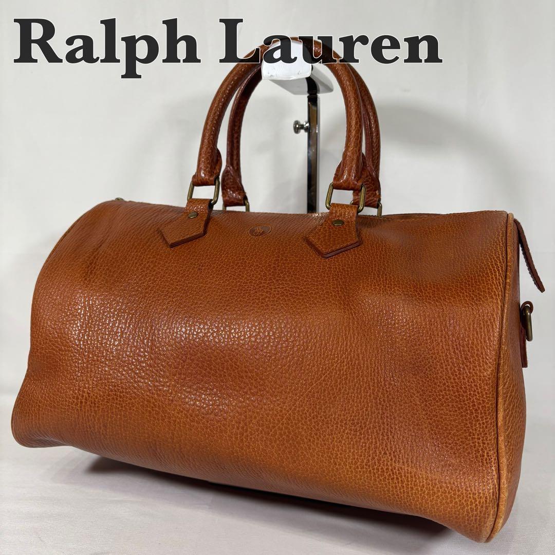 美品 ラルフローレン ハンドバッグ ミニボストン チャーム 鍵 レザー ブラウン