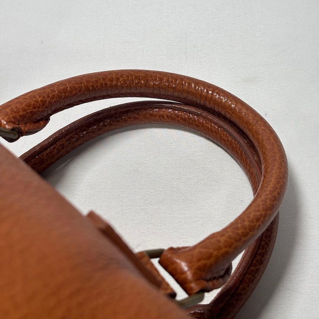 美品 ラルフローレン ハンドバッグ ミニボストン チャーム 鍵 レザー ブラウン