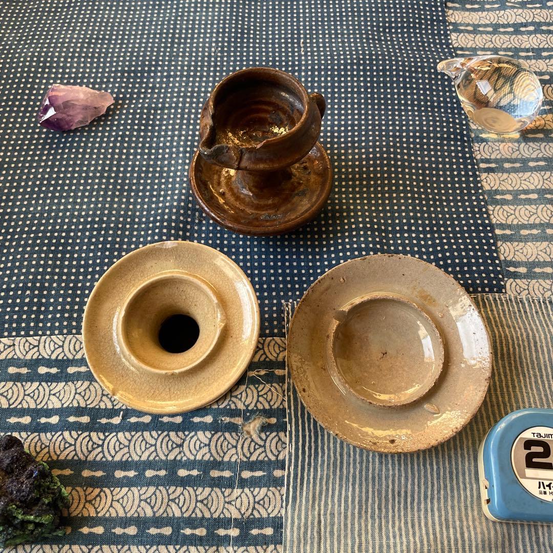灯火器　灯台　ともしだい 灯明皿　油皿　燈明灯　古民具　たんころ　ひょうそく3客