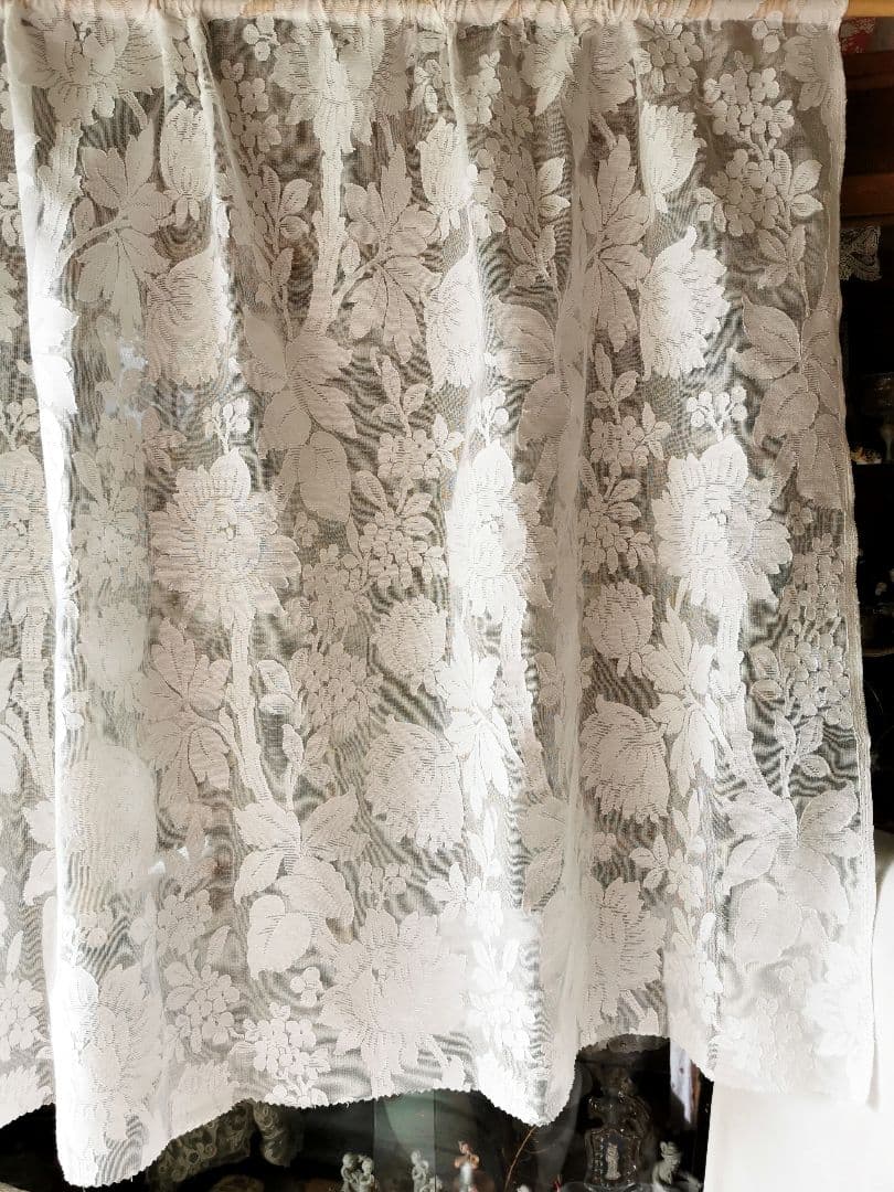 アンティークノッティンガムマドラスレース 向日葵 紫陽花ライラックカーテンパネル