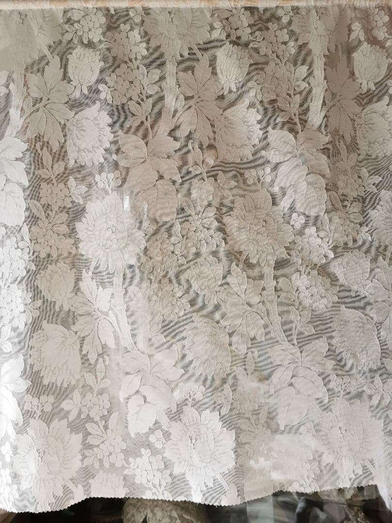 アンティークノッティンガムマドラスレース 向日葵 紫陽花ライラックカーテンパネル