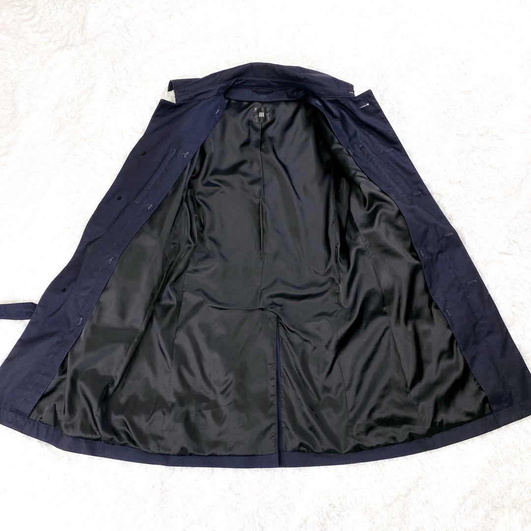 極美品 スーツセレクト 撥水 ベルテッドボンディングコート ネイビー Lサイズ