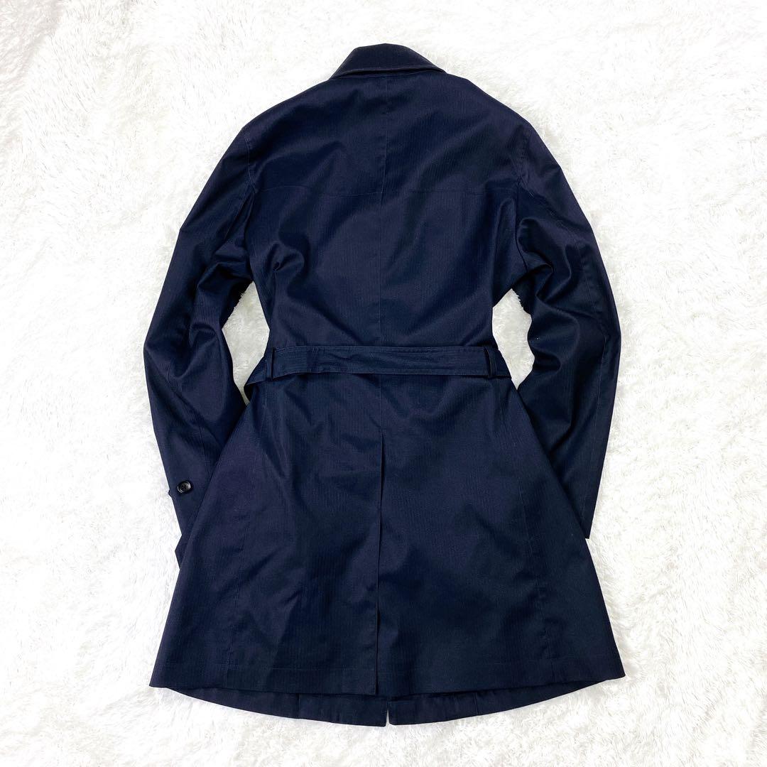 極美品 スーツセレクト 撥水 ベルテッドボンディングコート ネイビー Lサイズ