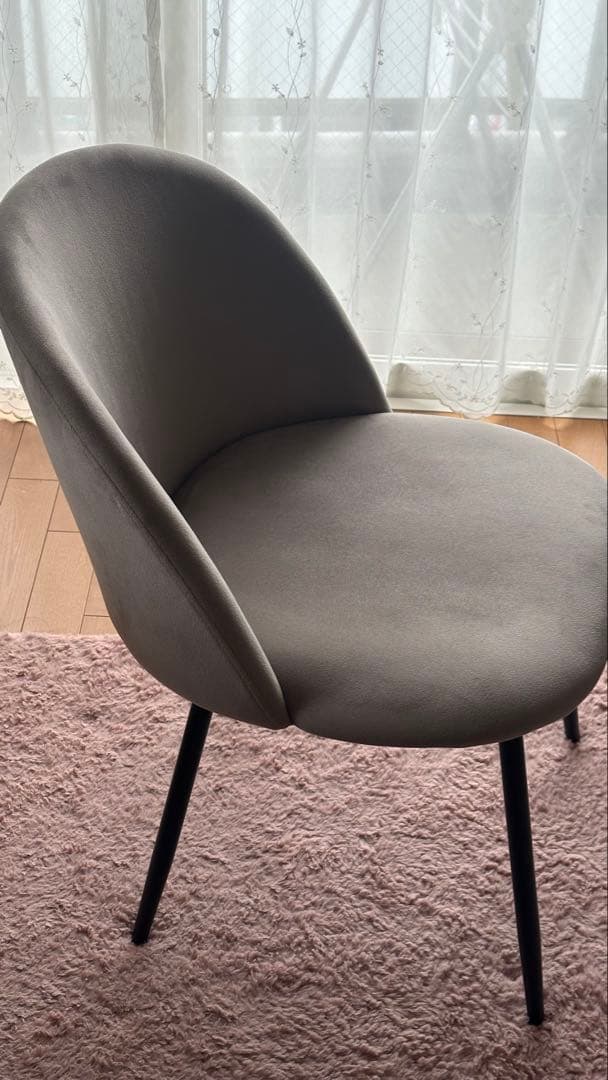 【単品】Mia ベロアダイニングチェア　グレー