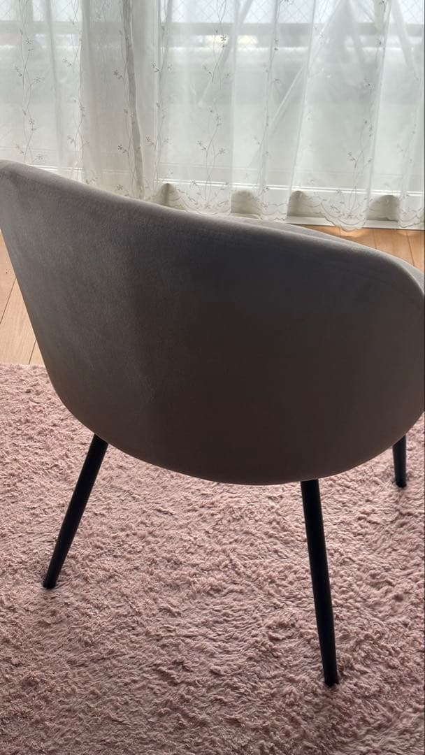 【単品】Mia ベロアダイニングチェア　グレー