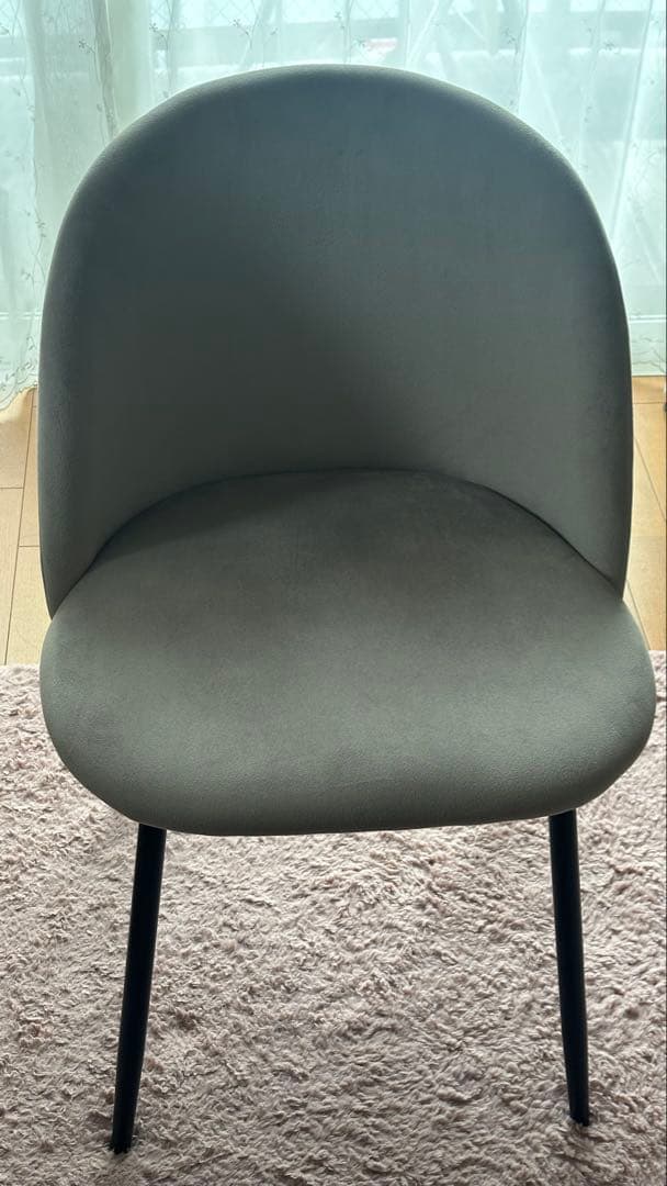 【単品】Mia ベロアダイニングチェア　グレー