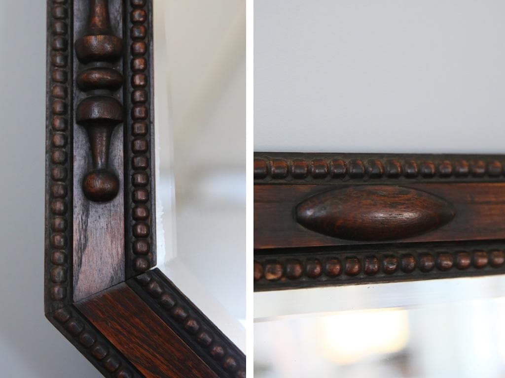 英国アンティーク木製カッティングミラー/壁掛け鏡オクタゴン八角形85-157-1