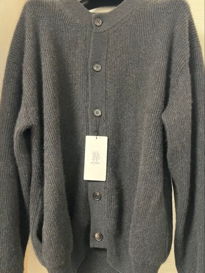 バトナー カシミア フォックス クルーネックカーディガン