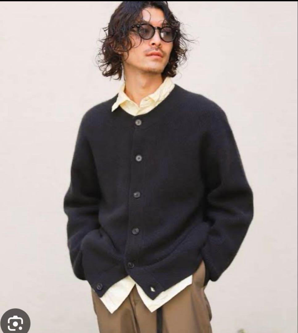 バトナー カシミア フォックス クルーネックカーディガン