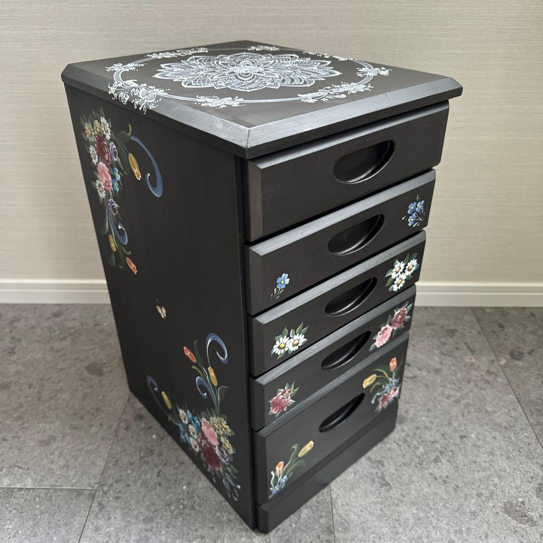 トールペイント(アッセンデルフト) 木製引き出し5段小物入れ