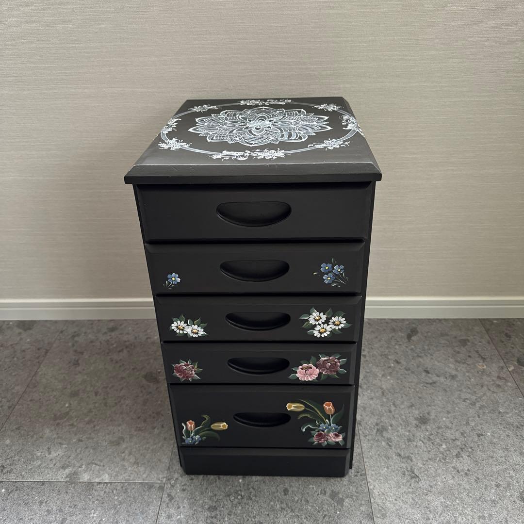 トールペイント(アッセンデルフト) 木製引き出し5段小物入れ