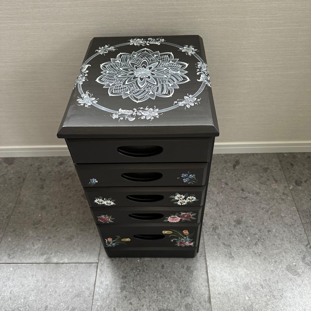 トールペイント(アッセンデルフト) 木製引き出し5段小物入れ