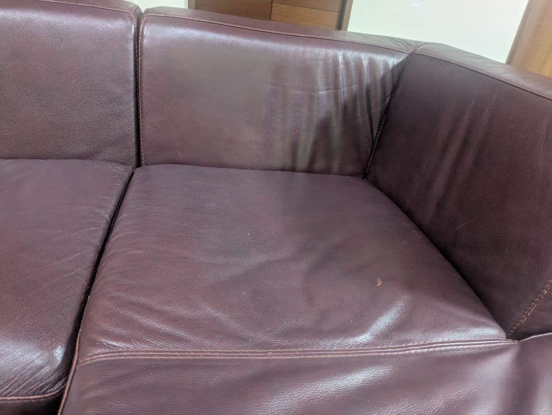 アクタスfive by five L字型本革ソファ クッション2個付き