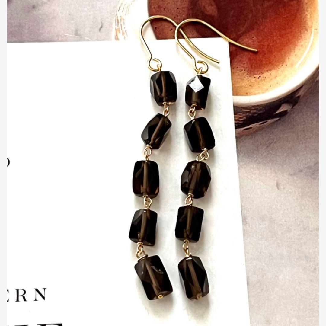 こっすー☺︎ 2点作品☆ アレンジスモーキークォーツピアス