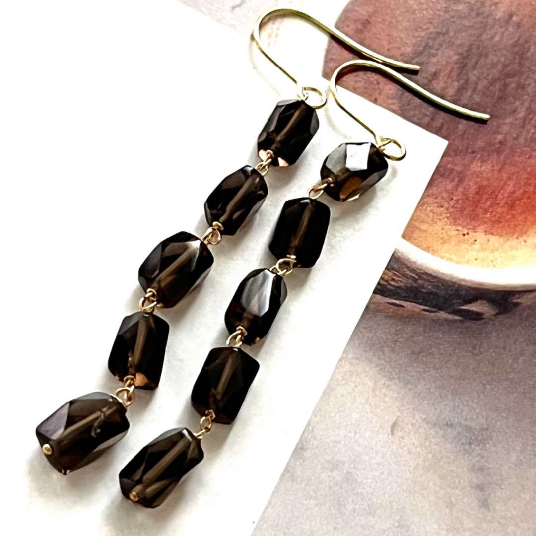 こっすー☺︎ 2点作品☆ アレンジスモーキークォーツピアス