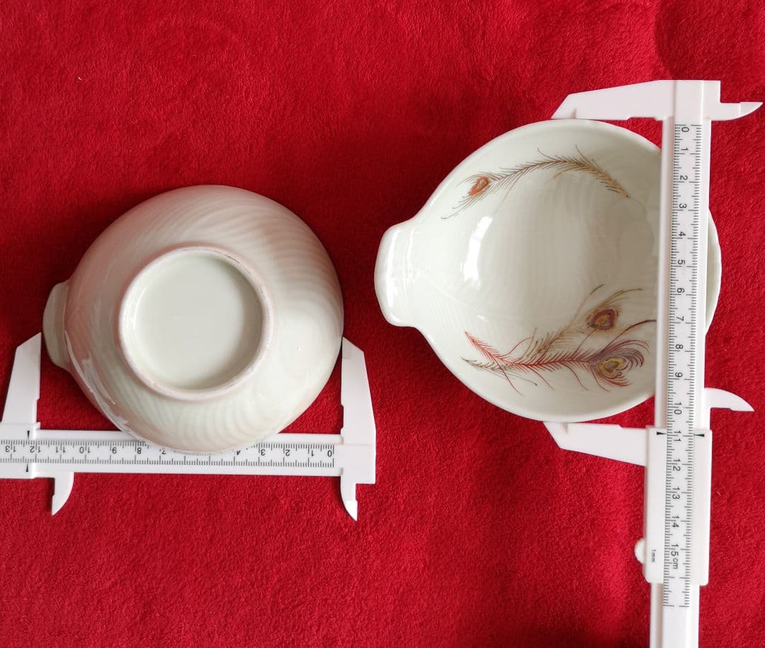 肥前伊万里焼 昭和20～30年代 羽毛画 骨董 お碗 5点セット 未使用 桐箱付