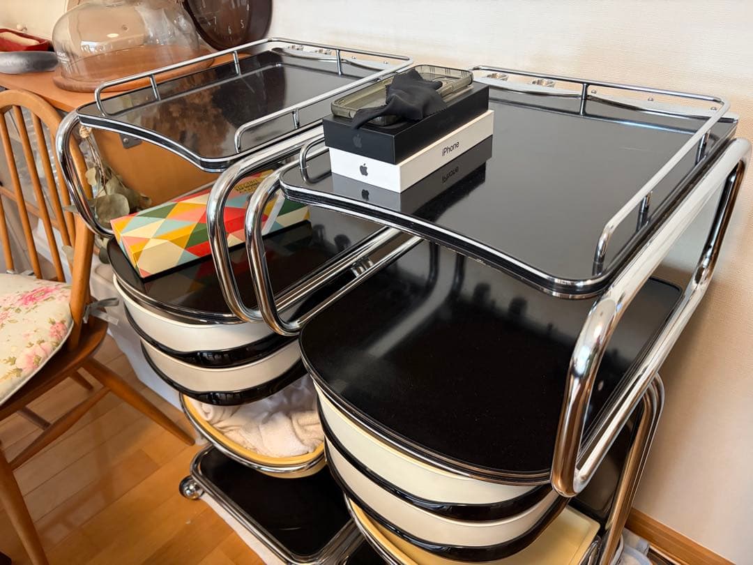 理美容用キャスター付きワゴン 2段収納