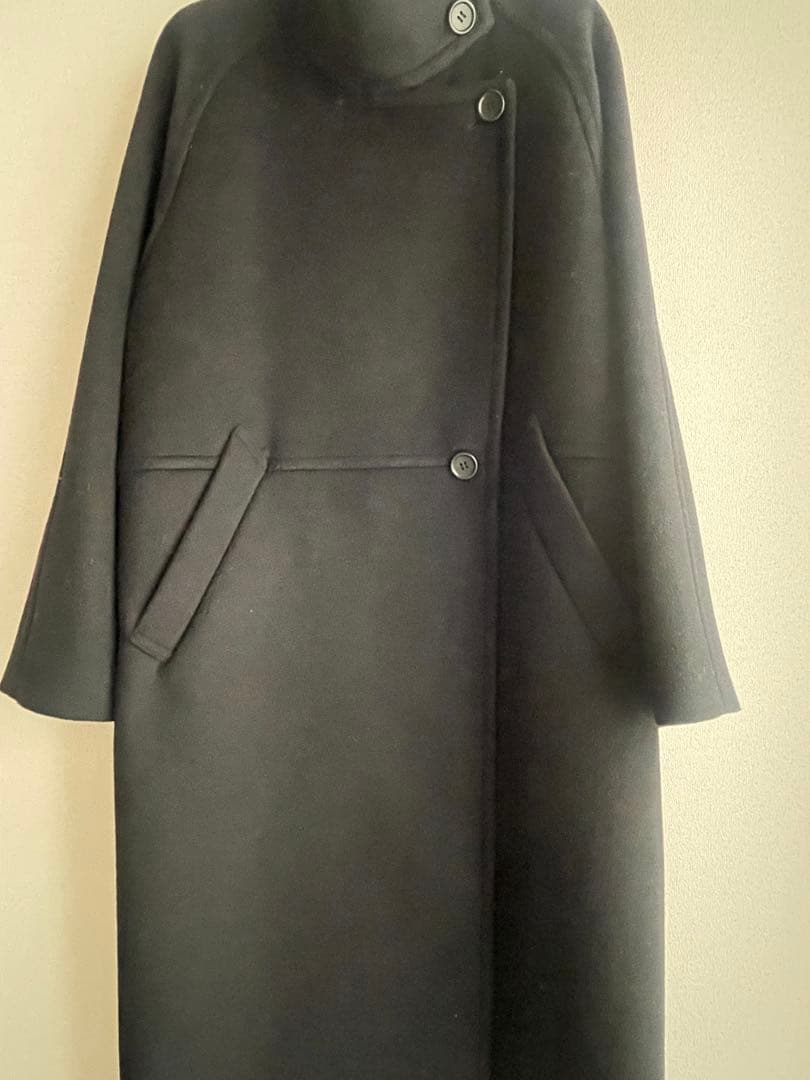 たまり！BCストック＊Wビーバーコクーンスタンドカラーコート　ブラック