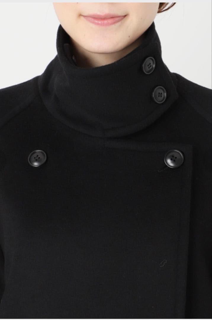 たまり！BCストック＊Wビーバーコクーンスタンドカラーコート　ブラック