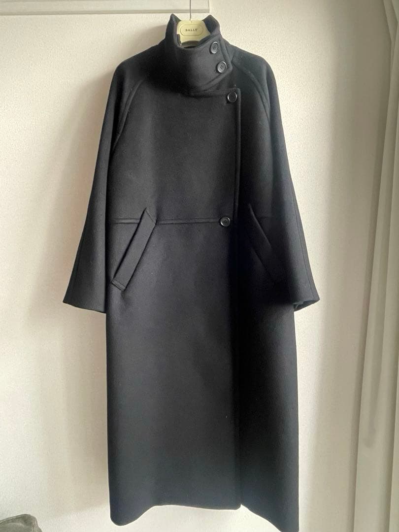 たまり！BCストック＊Wビーバーコクーンスタンドカラーコート　ブラック