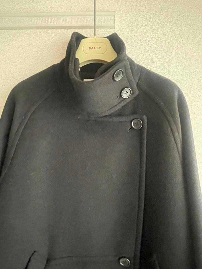 たまり！BCストック＊Wビーバーコクーンスタンドカラーコート　ブラック