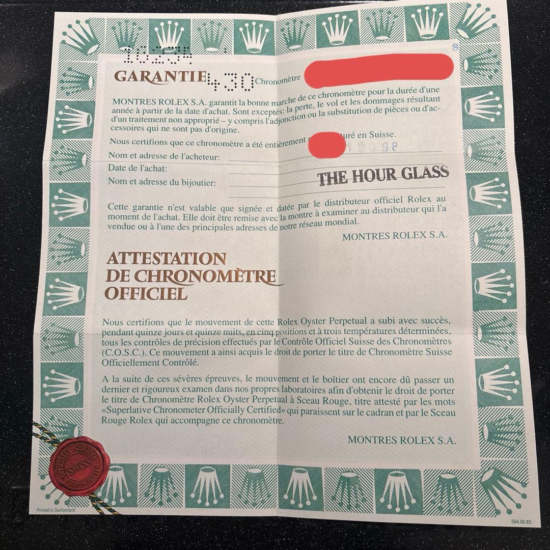 ロレックスギャランティカード16234デイトジャストROLEXメンズ