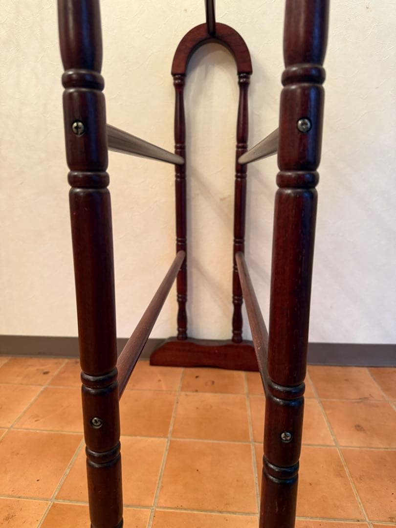 8月末まで掲載英国 イギリス製マホガニークロスハンガーラック木製 ダークブラウン