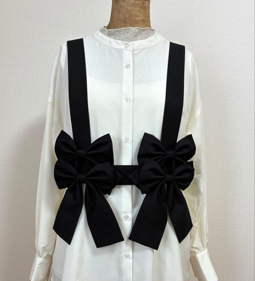 バックリボンハーネス 黒無地 [ハンドメイド] レイヤードファッション