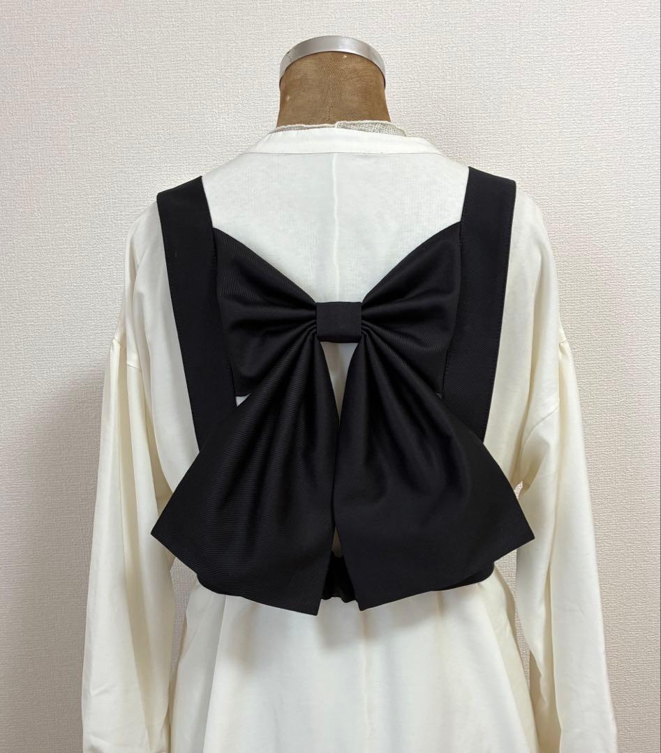 バックリボンハーネス 黒無地 [ハンドメイド] レイヤードファッション