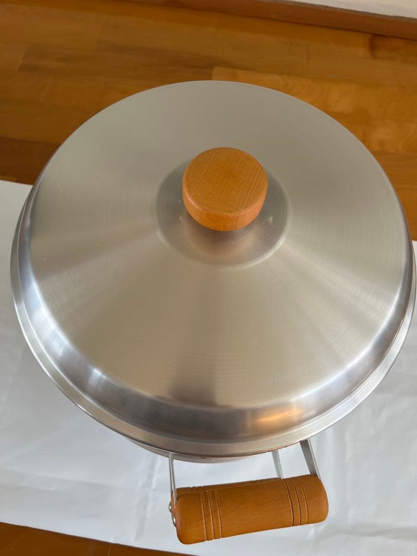 アルミ蒸し器 シルバー 木製ハンドル