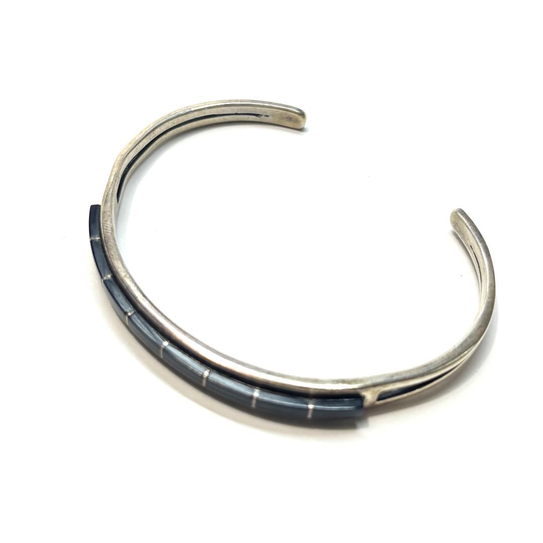 廃盤 新品未使用 SAAD サード オニキス インレイ オープンワーク バングル