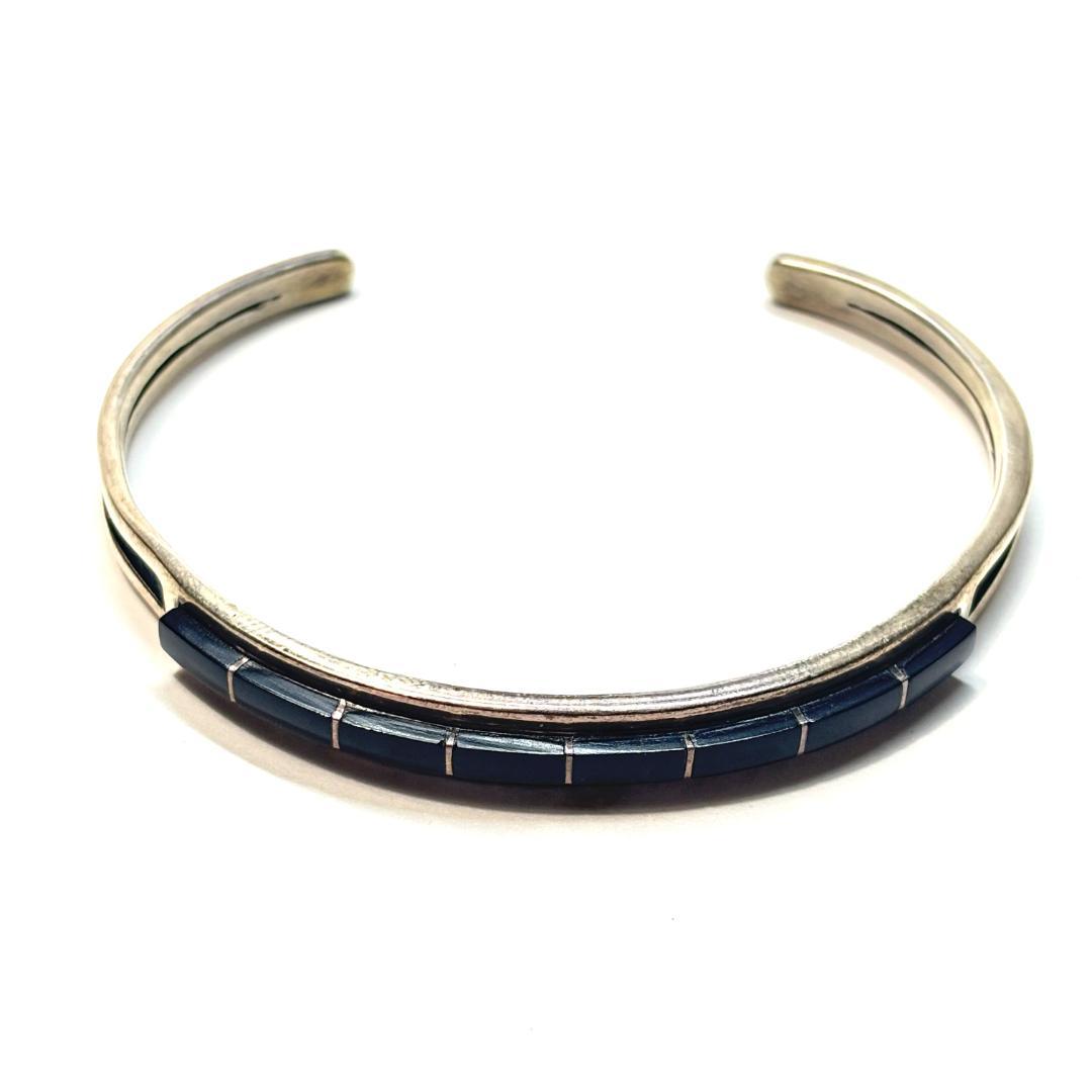 廃盤 新品未使用 SAAD サード オニキス インレイ オープンワーク バングル