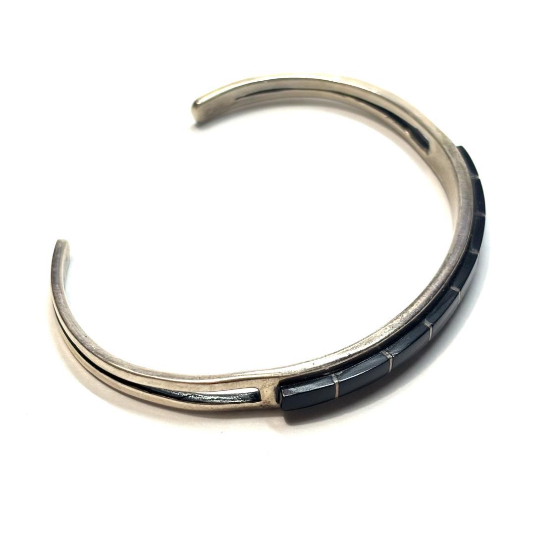 廃盤 新品未使用 SAAD サード オニキス インレイ オープンワーク バングル