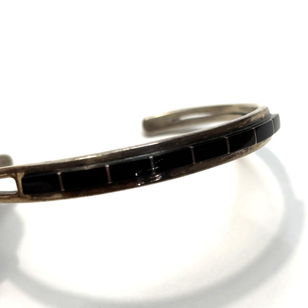 廃盤 新品未使用 SAAD サード オニキス インレイ オープンワーク バングル