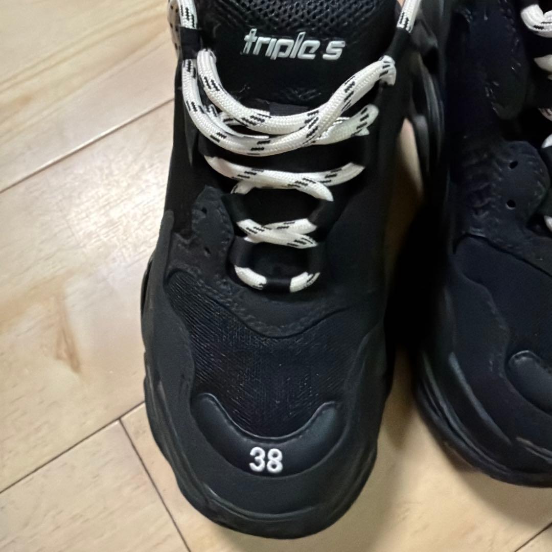 バレンシアガ　triples 38 25cm 黒　変え紐付き