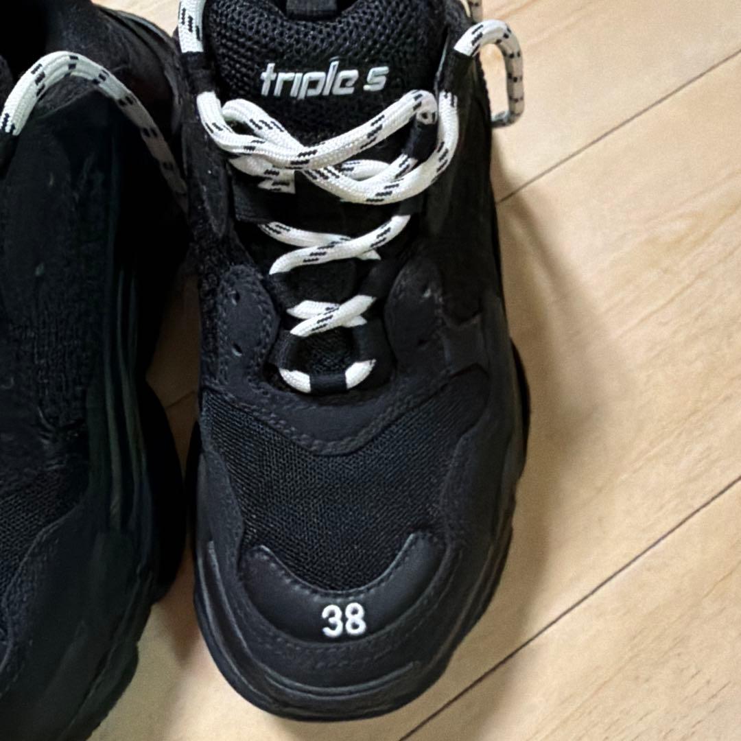 バレンシアガ　triples 38 25cm 黒　変え紐付き