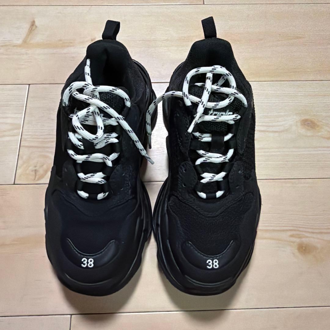 バレンシアガ　triples 38 25cm 黒　変え紐付き