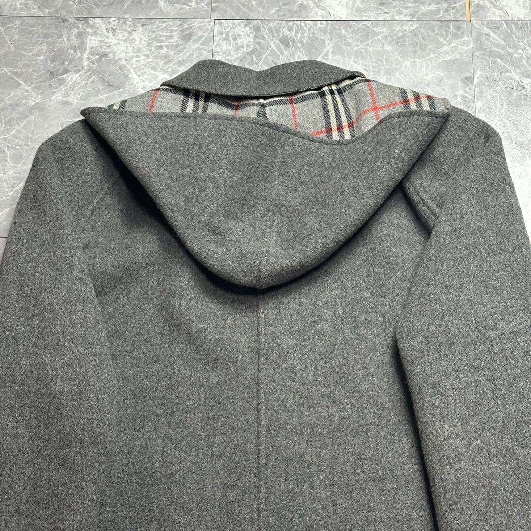 カシミヤ♡バーバリー　2way ダブルフェイスコート　ノバチェック グレー