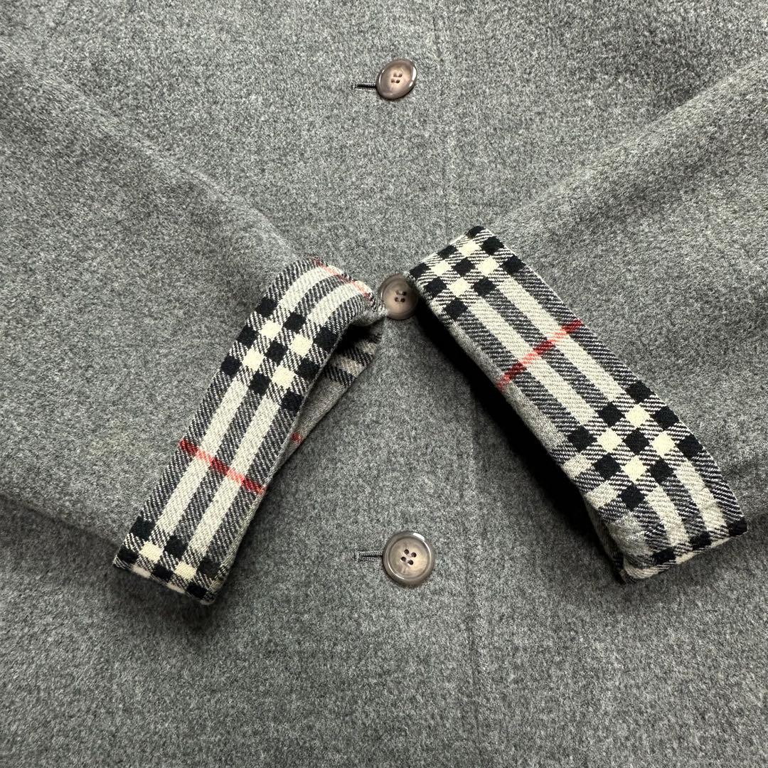 カシミヤ♡バーバリー　2way ダブルフェイスコート　ノバチェック グレー