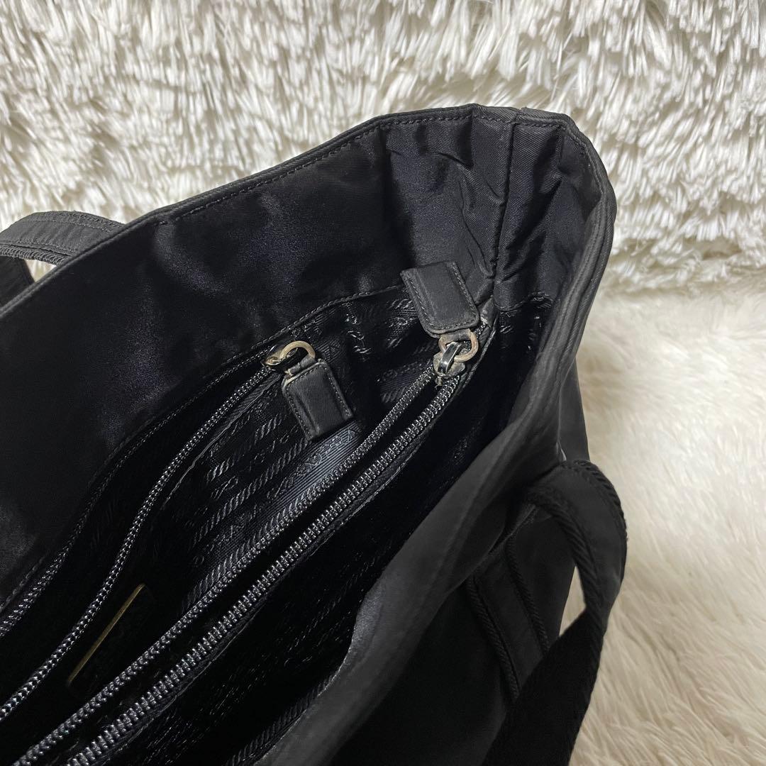 【良品】PRADA プラダ　トートバッグ　ナイロン　ブラック　黒　刺繍　肩掛け