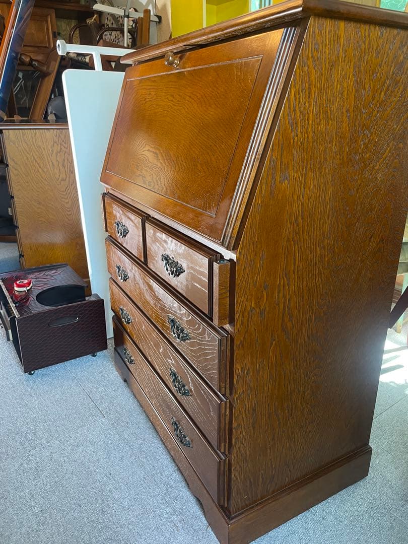 越後家具　ライティングデスク 民芸家具 昭和後期 古録展 当時物　高級家具