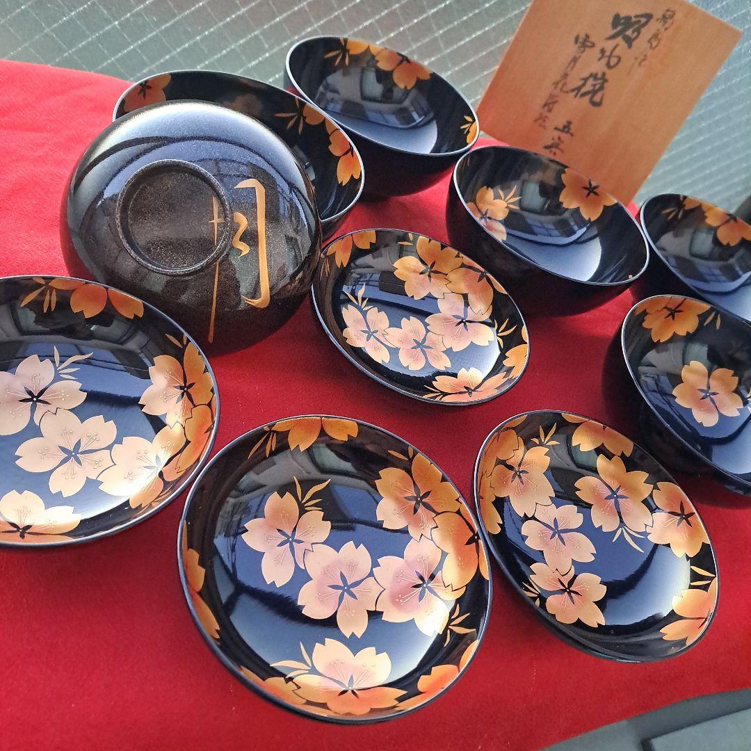 【輪島塗　吸物椀×5客】布着本堅地　雪月花\