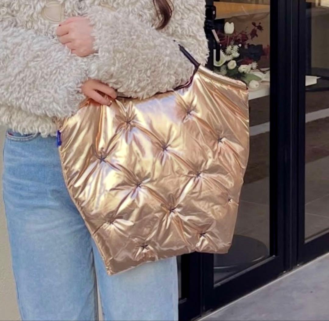 ♡ボールアンドチェーン♡中綿トート エコバッグ♡エトワール♡ゴールド