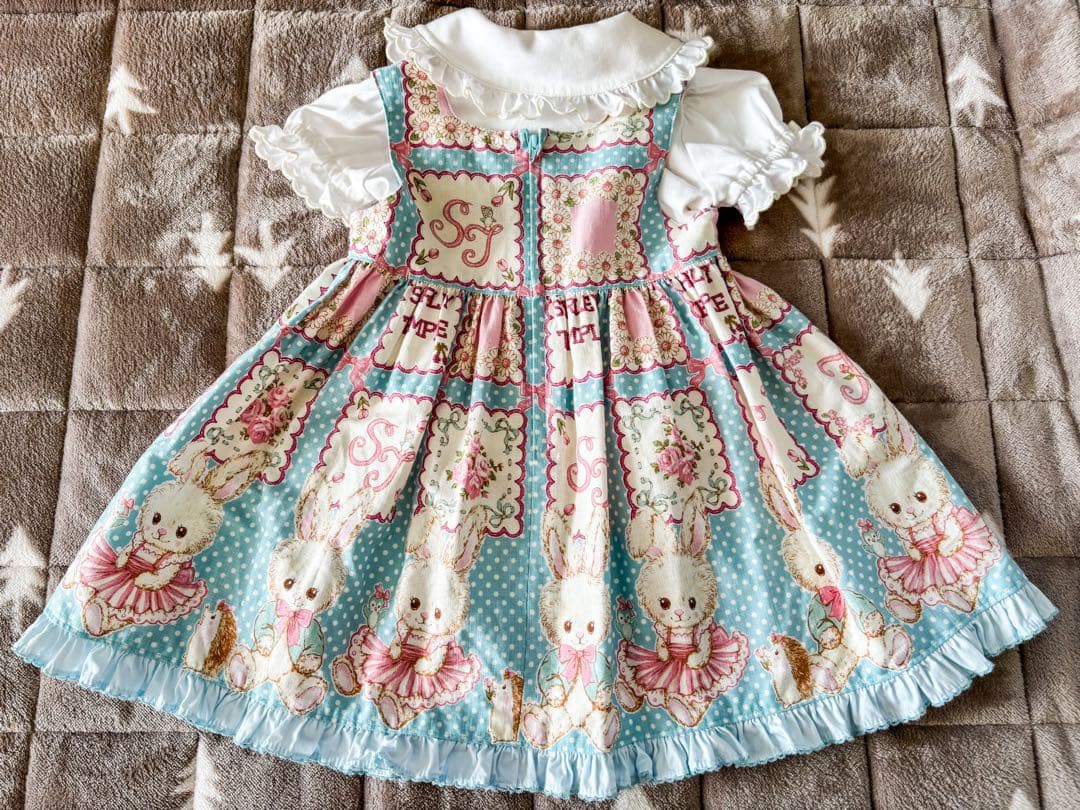 shirleytempleうさぎハンカチプリントジャンパースカート＆ブラウス90